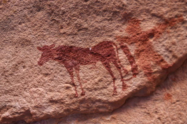 arte rupestre de argelia - cave painting rock africa bushmen fotografías e imágenes de stock