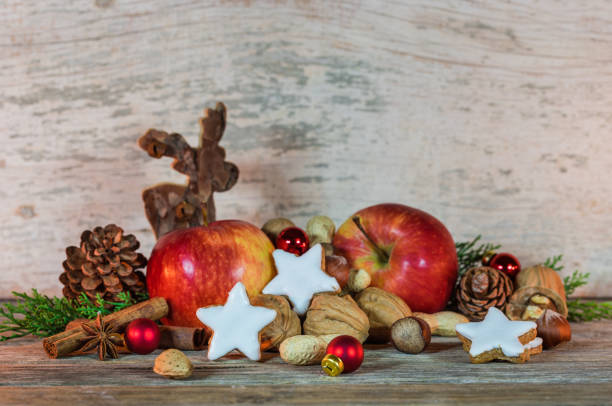 istock Christmas cookies, apples and nuts 854697594