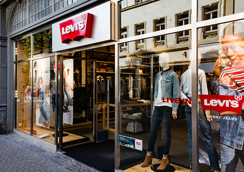 A Levi’s Store in the old town section of Heidelberg, Germany. Levi’s is an American maker and retailer of denim clothing.