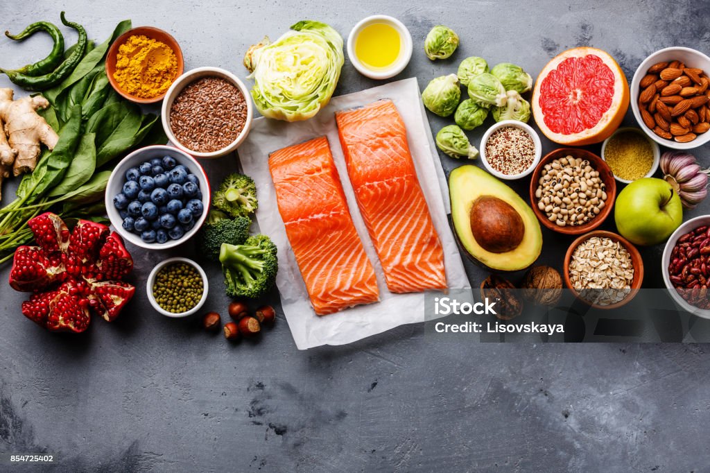 Gesunde Ernährung sauber Essen Auswahl - Lizenzfrei Gesunde Ernährung Stock-Foto