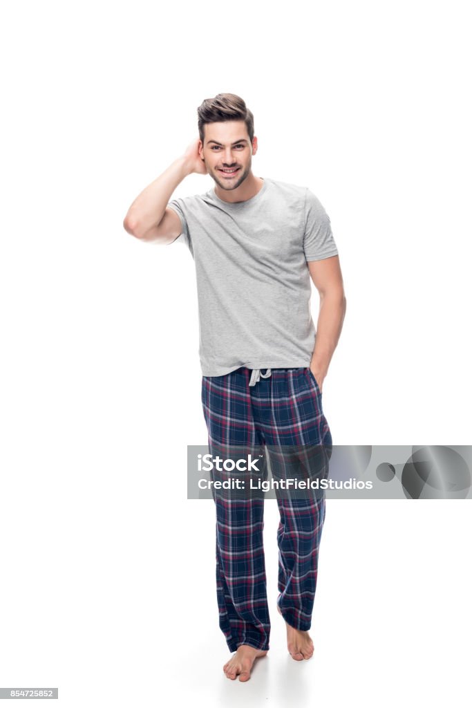 Hombre Joven En Pijama Foto de stock más banco de de Adulto - Adulto, Adulto joven, cultura y - iStock