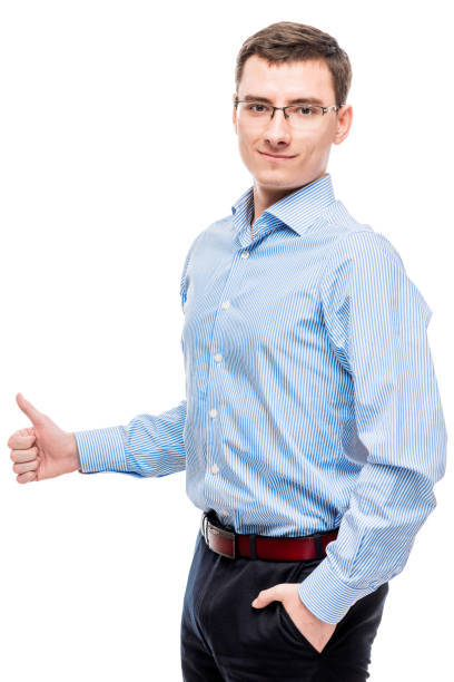 istock Male successful young businessman posing on white background 854758180