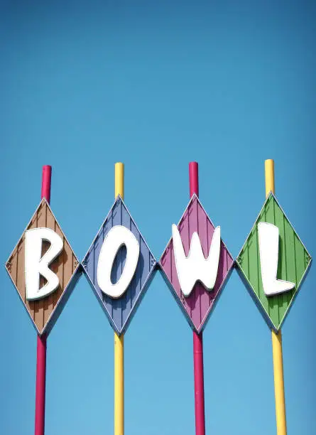 Photo of vintage bowling alley sign