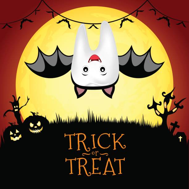 ilustrações de stock, clip art, desenhos animados e ícones de cute cartoon tooth character in bat suit. - bat cartoon halloween wing