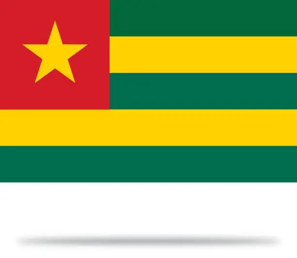 Vector illustration of Togo Flag With Shadow