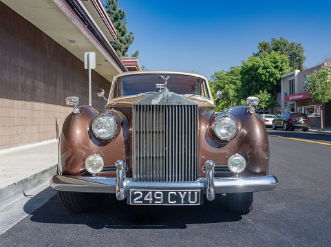 Claremont, USA - September 24, 2017: 1962 Rolls Royce Silver Cloud II, parked curbside on a Sunday afternoon in Claremont Village.