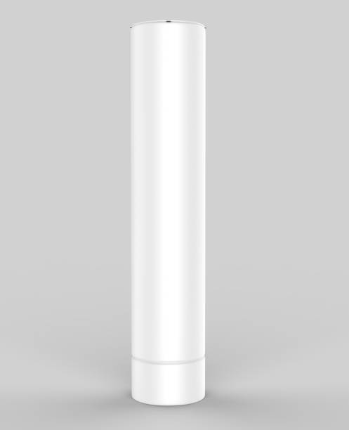 istock Illuminated self inflatable advertising white blank tube large pillar column advert Air Sky Wind dancer for mock up and template design. 3d render illustration. 854852598