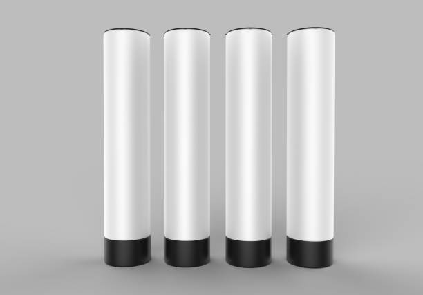 istock Illuminated self inflatable advertising white blank tube large pillar column advert Air Sky Wind dancer for mock up and template design. 3d render illustration. 854855184