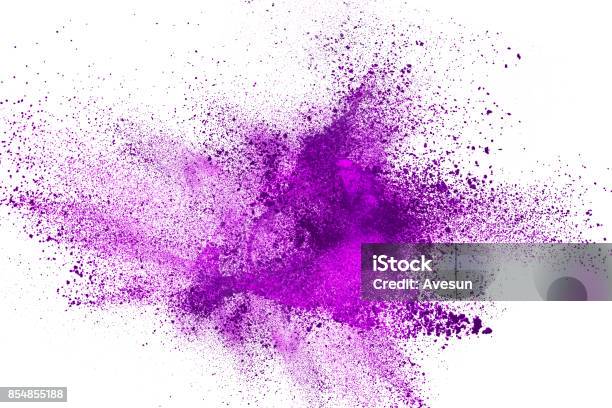 Abstract Background Of Powder Explosion Stock Photo - Download Image Now - Exploding, Colors, White Background