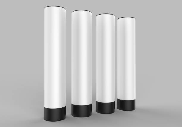 istock Illuminated self inflatable advertising white blank tube large pillar column advert Air Sky Wind dancer for mock up and template design. 3d render illustration. 854855196