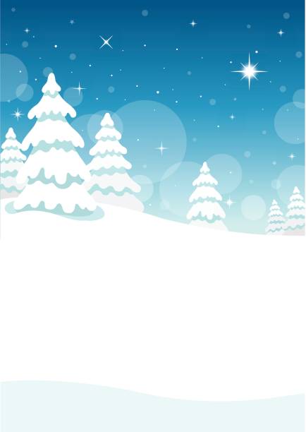 ilustraciones, imágenes clip art, dibujos animados e iconos de stock de noche de bosque de invierno - christmas christmas tree snowing blue