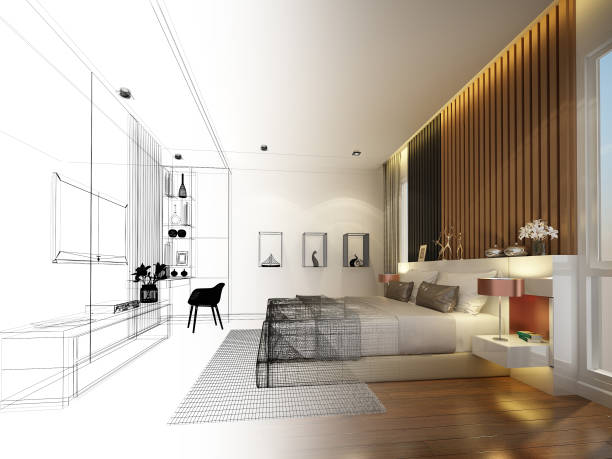 istock abstract sketch design of interior bedroom,3d rendering 854864342