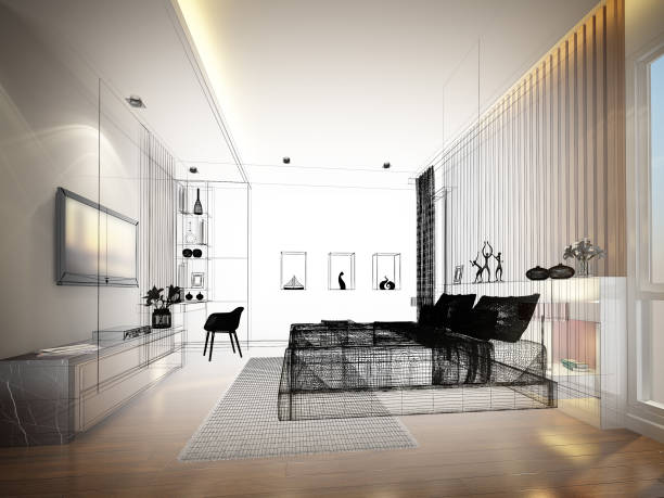 istock abstract sketch design of interior bedroom,3d rendering 854864416