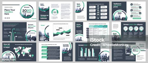 City Background Business Company Presentation With Infographics Template Stock Illustration - Download Image Now