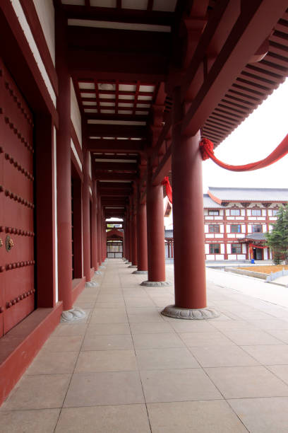 istock Wood promenade in the temple, China 854870652