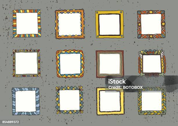 Frame Pattern Doodle Hand Drawn Doodle Frames Set Stock Illustration - Download Image Now ...