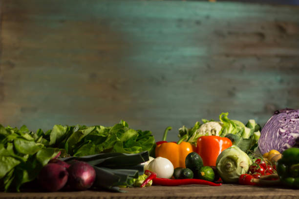 istock Assortment of fresh organic vegetables. Rustic background 854894194