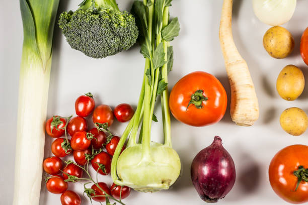 istock Assortment of fresh organic vegetables. Rustic background 854899928