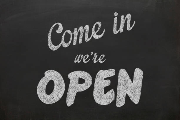 istock Shop open sign blackboard drawing 854900130
