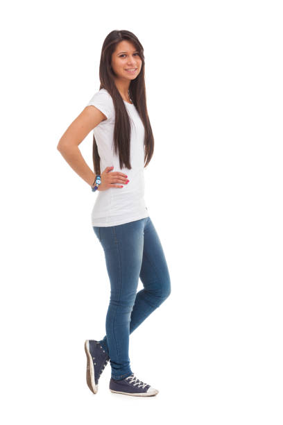 istock young girl with long hair on white background 854900344