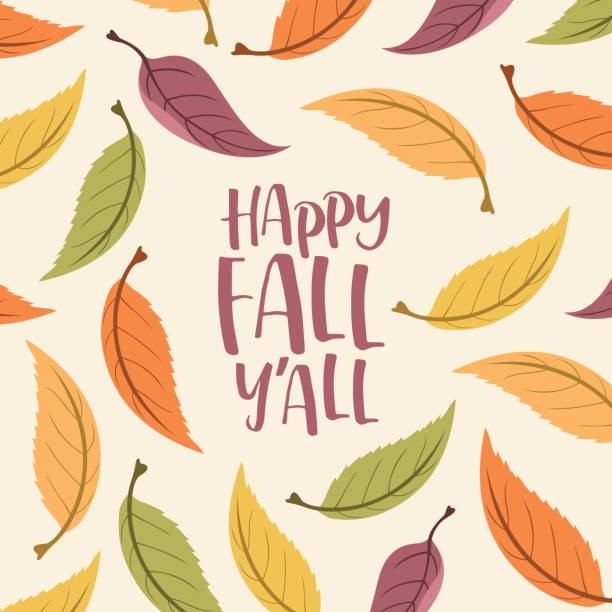 Autumn Leaf Vector Frame with Copy Space, "Happy Fall Y'All" Text vector art illustration