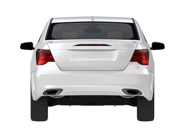 Three-dimensional modern white car Three-dimensional modern white car rear view stock pictures, royalty-free photos & images