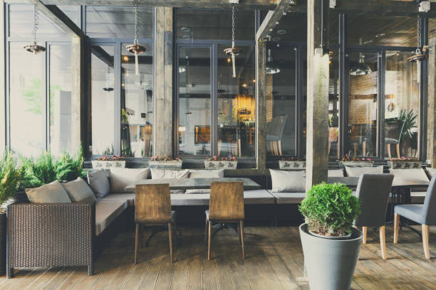 Interior of cozy restaurant, loft style