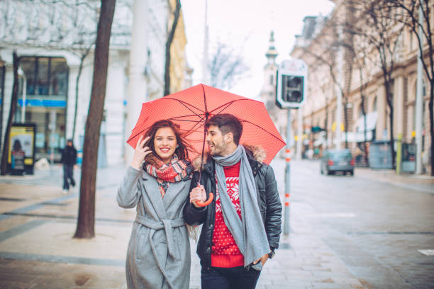 istock Couple in Christmas walk 854932338