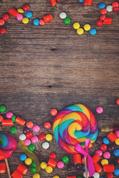 istock Colorful candies on wood 854939322