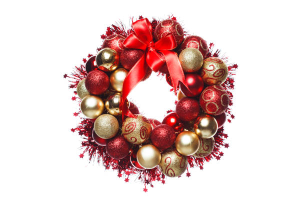 christmas wreath - wreath christmas bow holiday imagens e fotografias de stock