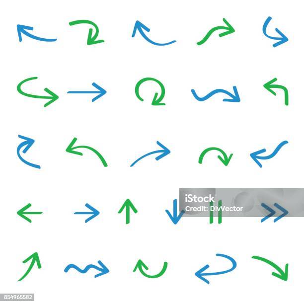 Arrows Icon Set Stock Illustration - Download Image Now - Arrow Symbol, Curve, Drawing - Activity