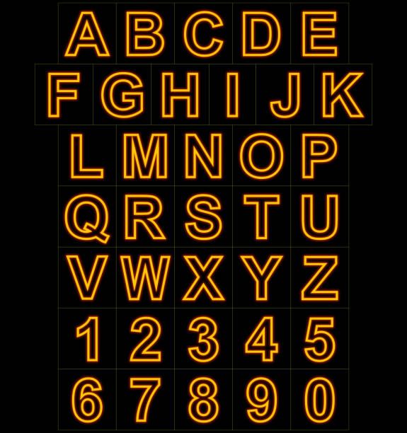 istock letters and numbers neon lights outlined isolated on black 854969366