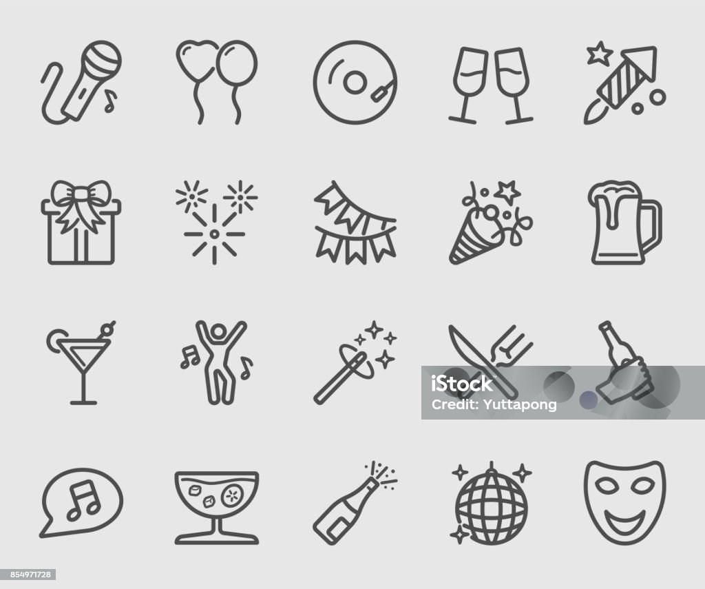 Party time line icon Icon Symbol stock vector