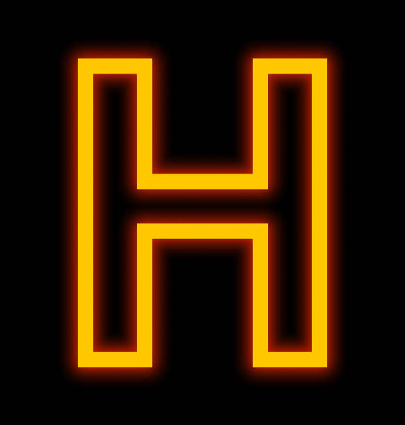 istock letter H neon lights outlined isolated on black 854972558