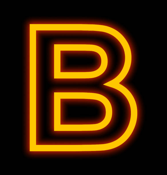 istock letter B neon lights outlined isolated on black 854972926