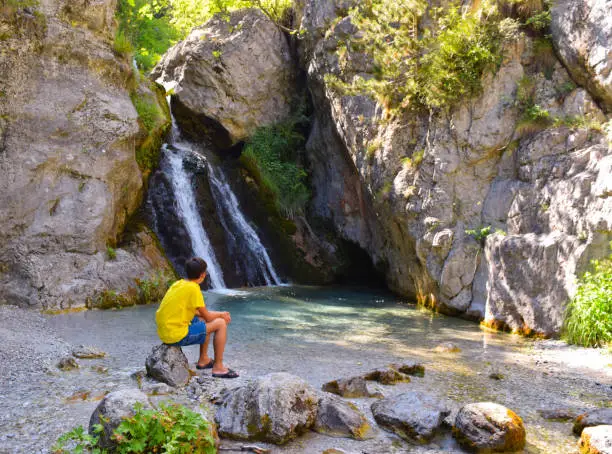 The waterfall in  Prionia, foot of Mount Olympus, Greece.
