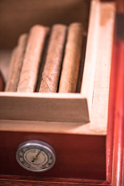 istock Wooden Cedr humidor, cigar storage 854980630