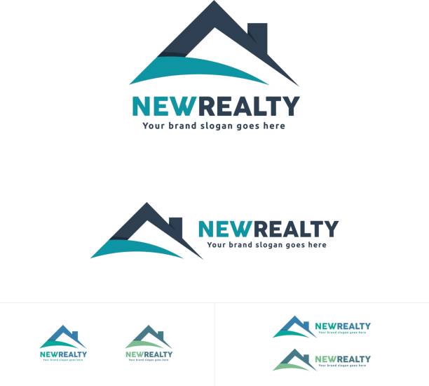 illustrazioni stock, clip art, cartoni animati e icone di tendenza di icona immobiliare, simbolo tetto casa, marchio residenziale - tetto