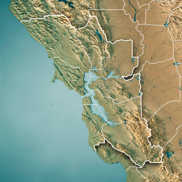 istock San Francisco Bay Area USA 3D Render Topographic Map Border 854984790