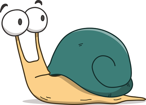 A hand drawn vector cartoon illustration of a cute snail.