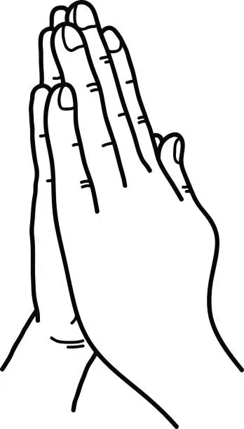 Vector illustration of Praying Hands Doodle