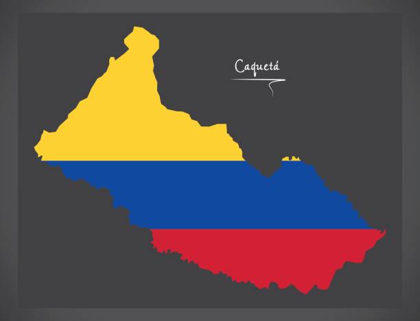 Caqueta map of Colombia with Colombian national flag illustration Caqueta map of Colombia with Colombian national flag illustration caqueta stock illustrations