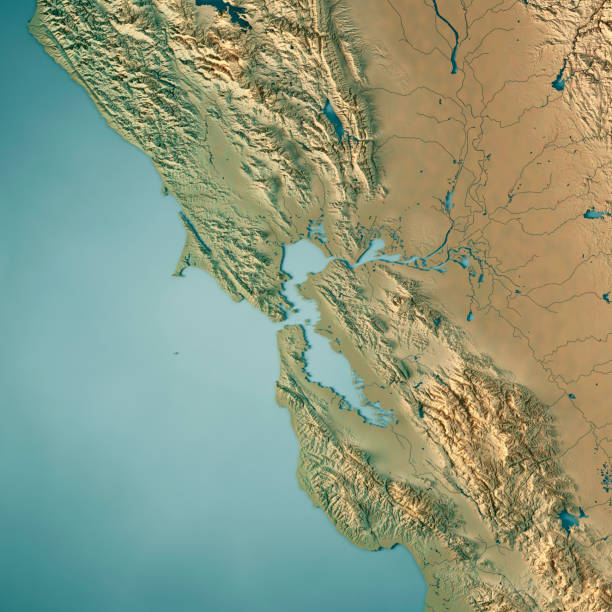 istock San Francisco Bay Area USA 3D Render Topographic Map 854988282