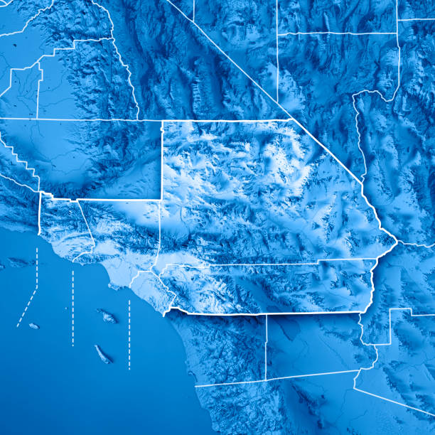 istock Greater Los Angeles Area USA 3D Render Topographic Map Blue Border 854988486