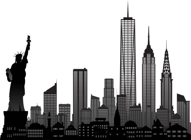 뉴욕 (모든 건물은 완전 한, 상세 하 고 이동) - empire state building stock illustrations