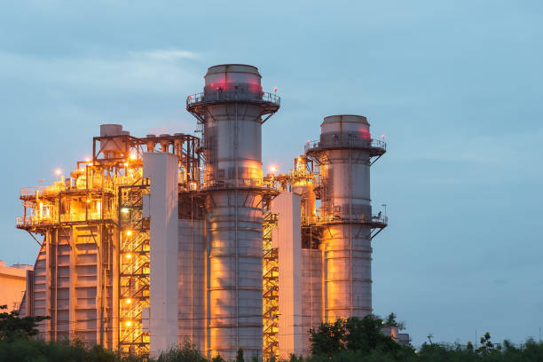 istock Industrial landscape with chimneys tank 854988780