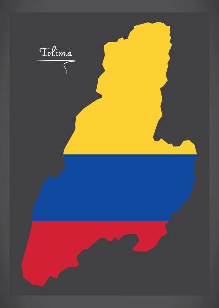 Tolima map of Colombia with Colombian national flag illustration Tolima map of Colombia with Colombian national flag illustration tolima stock illustrations