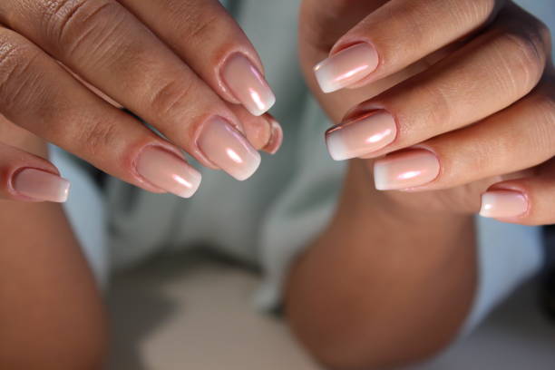 istock Manicure design of white french 854996466