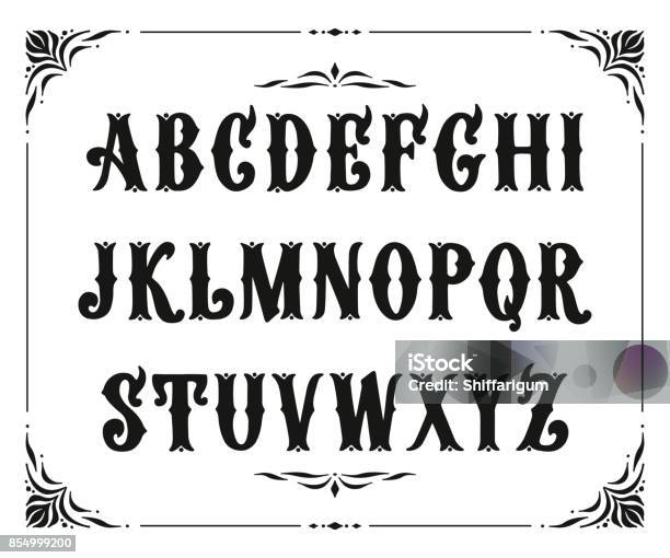 Handcrafted Letters With Victorian Decor Vector Font Type Design Stylized Logo Text Typesetting Stock Illustration - Download Image Now