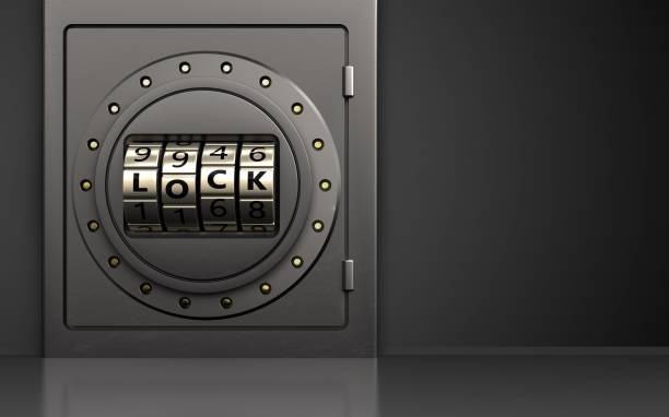 3d code lock door code lock door - night deposit box imagens e fotografias de stock